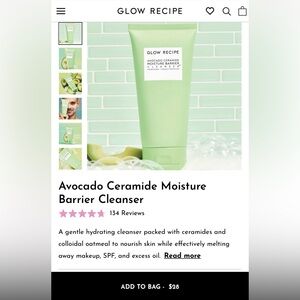Glow Recipe Avocado Ceramide Moisture Barrier Cleanser. Full size: 150 ml
